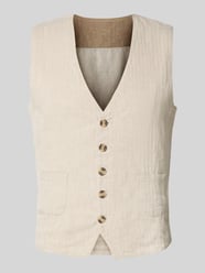 Weste aus Baumwoll-Leinen-Mix mit Knopfleiste von Lindbergh Beige - 5