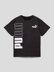 T-shirt in colour-blocking-design, model 'POWER' van Puma Zwart - 3