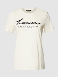 T-Shirt mit Paillettenbesatz Modell 'KATLIN' von Lauren Ralph Lauren Beige - 22