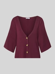 relaxed fit cardigan van viscosemix in brei-look van MORE & MORE Bordeaux - 6