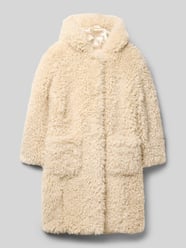 Lange jas van imitatiebont met opstaande kraag van Guess Beige - 16