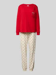 Pyjama aus reiner Baumwolle mit Brusttasche Modell 'X-Mas' von LASCANA Beige - 32