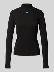 Longsleeve aus Viskose mit geripptem Stehkragen von Hugo Blue Schwarz - 5