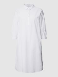 Knielanges Leinenkleid mit Knopfleiste von Milano Italy Weiß - 28