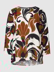 Blouseshirt van viscose met all-over motief van Luisa Cerano Wit - 46