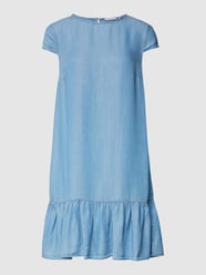 Knielange jurk met volantzoom van Tom Tailor Blauw / turquoise - 45