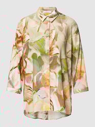 Bluzka z mieszanki lnu ze wzorem na całej powierzchni model ‘CLAY’ od Toni Dress Beżowy - 44