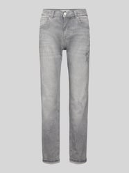Boyfriend Jeans im Destroyed-Look mit Ziersteinbesatz von Angels Grau - 35
