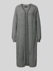 Loose Fit Long-Cardigan mit Wollanteil in geripptem Design Modell 'MAGGY' von Pieces Grau - 17