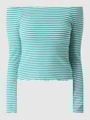 Cropped Off-Shoulder-Shirt mit Streifenmuster Modell 'Alicia' von Pieces Grün - 9