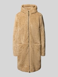 Mantel aus Teddyfell mit Kapuze und Zweiwege-Reißverschluss von camel active Beige - 46