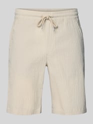 Shorts mit elastischem Bund und Strukturmuster von Lindbergh Beige - 39