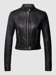 Lederjacke mit seitlichen Eingrifftaschen Modell 'Ponti' von MICHAEL Michael Kors Grau / Schwarz - 6