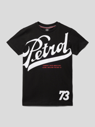 T-Shirt mit Rundhalsausschnitt von Petrol Grau / Schwarz - 32