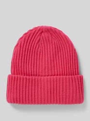 Beanie van ribtricot met omslag, model 'HEXO' van Pieces Roze - 5