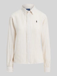 boxy fit linnen blouse met all-over motief van Polo Ralph Lauren Beige - 13