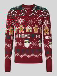 Gebreide pullover in all-over look, model 'Santa' van Lindbergh Bordeaux - 41