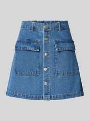 Mini Jeansrock aus reiner Baumwolle mit geknöpfter Vorderseite Modell 'CHRISSY' von Pieces Blau - 1