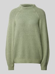 Loose Fit Strickpullover mit gestreiftem Ripp-Muster von Tom Tailor Grün - 34