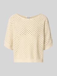 Gebreid shirt met boothals model 'Ho44liday' van ZABAIONE Beige - 4