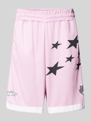 Loose Fit Shorts mit Label- und Motiv-Print Modell 'ALLSTARS' von Low Lights Studios Pink - 1