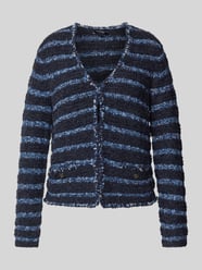 Strickjacke mit abgerundetem V-Ausschnitt von comma Blau - 14