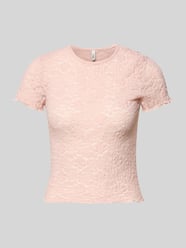 Slim Fit T-Shirt aus Spitze Modell 'FAITH' von ONLY Pink - 30
