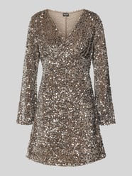 Mini-jurk met pailletten van fluweel, model 'KAM' van Pieces Beige - 2