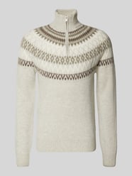 Gebreide pullover van wolmix met opstaande kraag en ritssluiting van MCNEAL Beige - 15