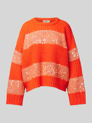 Gebreide pullover met pailletten van Essentiel Oranje - 7