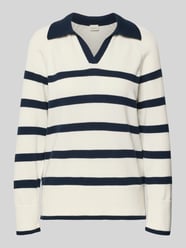 Sweter w paski z kołnierzykiem polo od Stefanel - 10