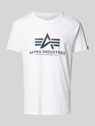 T-Shirt mit Label-Print Modell 'Rainbow' von Alpha Industries Weiß - 37