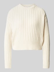 Cropped Strickpullover mit Rundhalsausschnitt von Mango Beige - 4