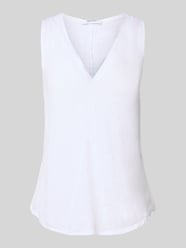 Top bluzkowy lniany o kroju regular fit z dekoltem w serek model ‘Lu44cia’ od ZABAIONE - 42