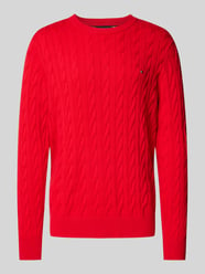 Sweter z dzianiny z wzorem warkocza od Tommy Hilfiger Czerwony - 43