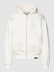 Sweatjacke mit Ziersteinbesatz 'CRUCIFIX' von REVIEW Weiß - 4