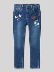 Skinny Fit Jeans mit Motiv-Stitchings von Guess Blau - 7