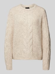 Strickpullover mit Zopfmuster Modell 'NINA' von Pieces Beige - 3