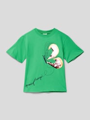 T-Shirt aus Baumwolle mit Paillettenbesatz von s.Oliver RED LABEL Grün - 38