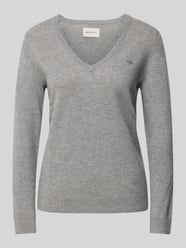 Wollpullover mit V-Ausschnitt von Gant Grau - 11