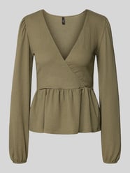 Bluzka z długim rękawem o kroju slim fit w kopertowym stylu model ‘30 BILL’ od Only - 42