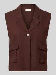 Bodywarmer van linnenmix met paspelzakken model 'Lava' van FREE/QUENT - 8