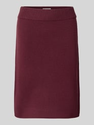 Knielange gebreide rok met elastische band van Christian Berg Woman Bordeaux - 4