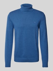 Rollkragenpullover mit Woll-Anteil und Label-Stitching von Christian Berg Men Blau - 22