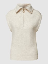 Strickweste mit Troyer-Kragen Modell 'VIMATHILDA' von Vila Beige - 39