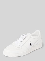 Ledersneaker mit Label-Stitching von Polo Ralph Lauren Weiß - 28