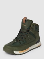 High top sneakers van leermix met labeldetail, model 'URBAN' van Lacoste Groen - 17