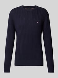 Slim Fit Strickpullover mit Fischgrät-Struktur von Tommy Hilfiger - 44