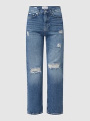 Jeansy z wysokim stanem o kroju straight fit z dodatkiem streczu  od Calvin Klein Jeans Niebieski - 38
