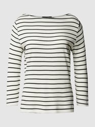 T-shirt met viscose en streepmotief van comma Grijs / zwart - 48